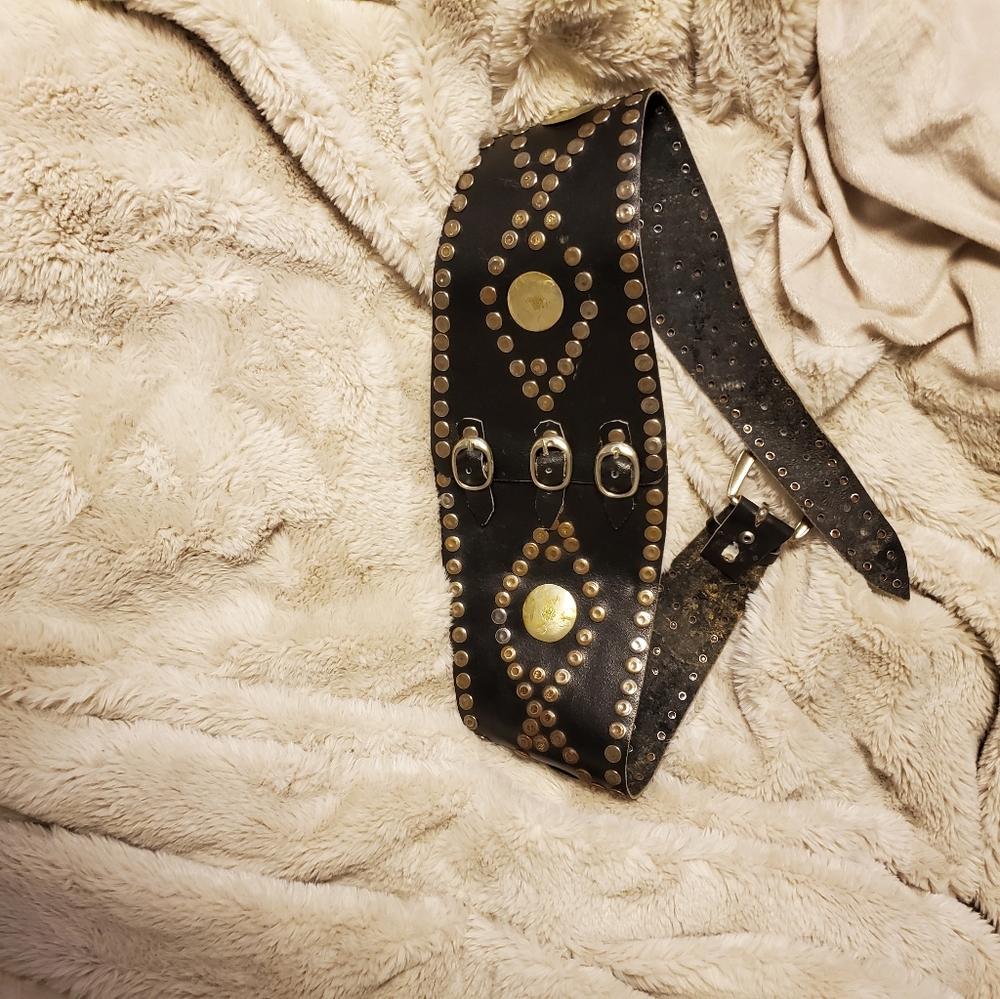 Black leather Gothic vintage belt